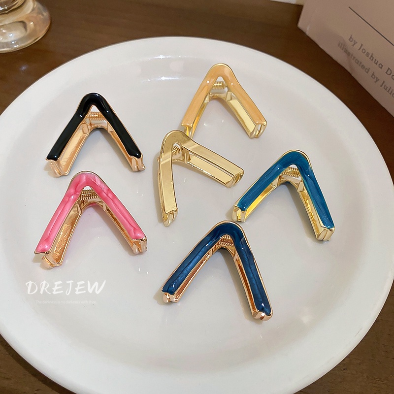 Kẹp tóc DREJEW hình tam giác đơn giản tạo kiểu đuôi ngựa phong cách Hàn Quốc dễ phối đồ thời trang mùa hè