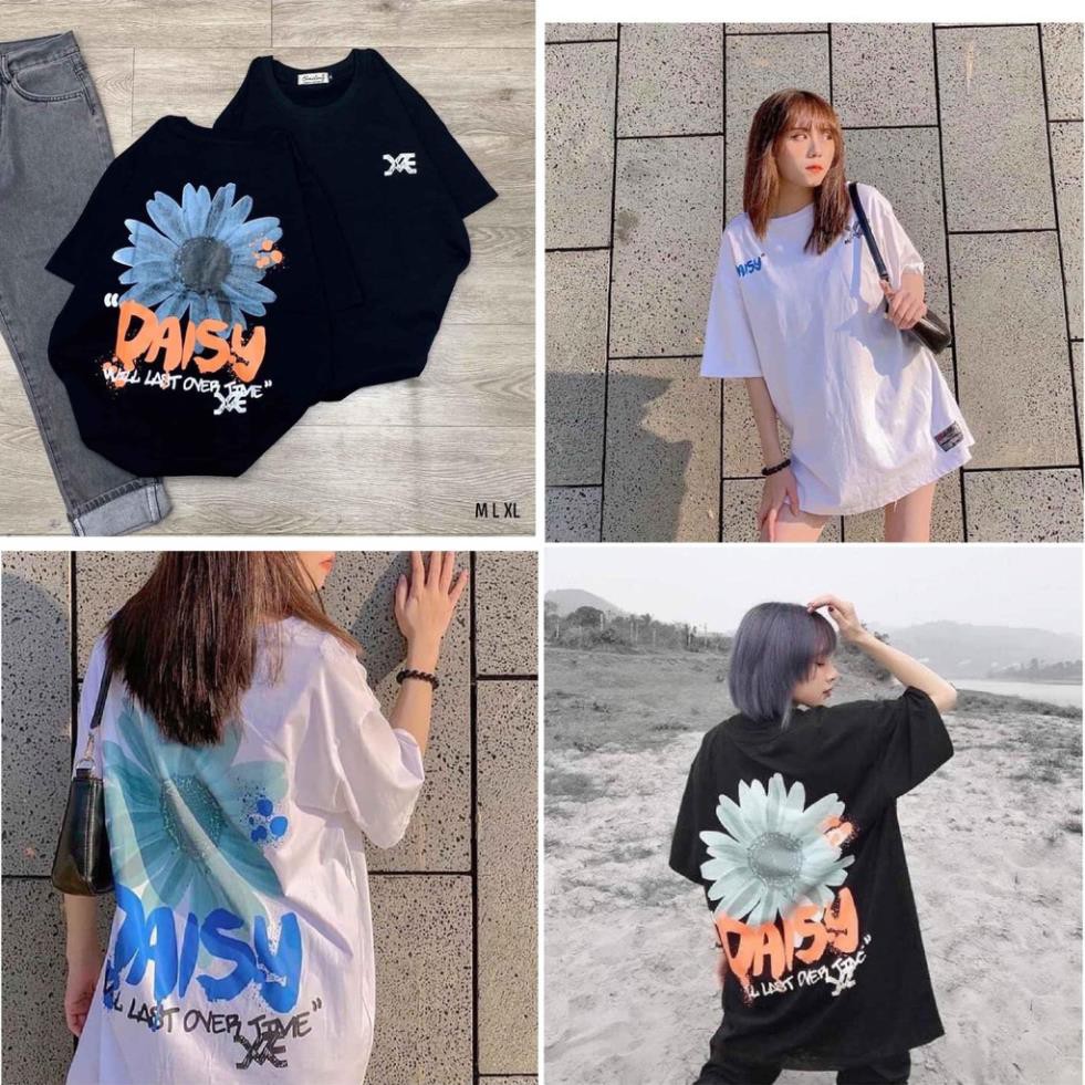 Áo phông form rộng tay lỡ unisex - Áo thun họa in hình hoa cúc - Sỉ áo thun số lượng lớn ❕