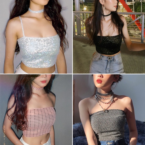 Áo Ống Kèm Choker Họa Tiết Độc Đáo Cá Tính Quyến Rũ - "CHỈ TỪ 99K"