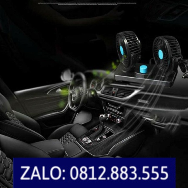 Quạt máy đôi 12v, 24v xoay 360 tiện ích trên ô tô, xe hơi cao cấp size nhỏ / to