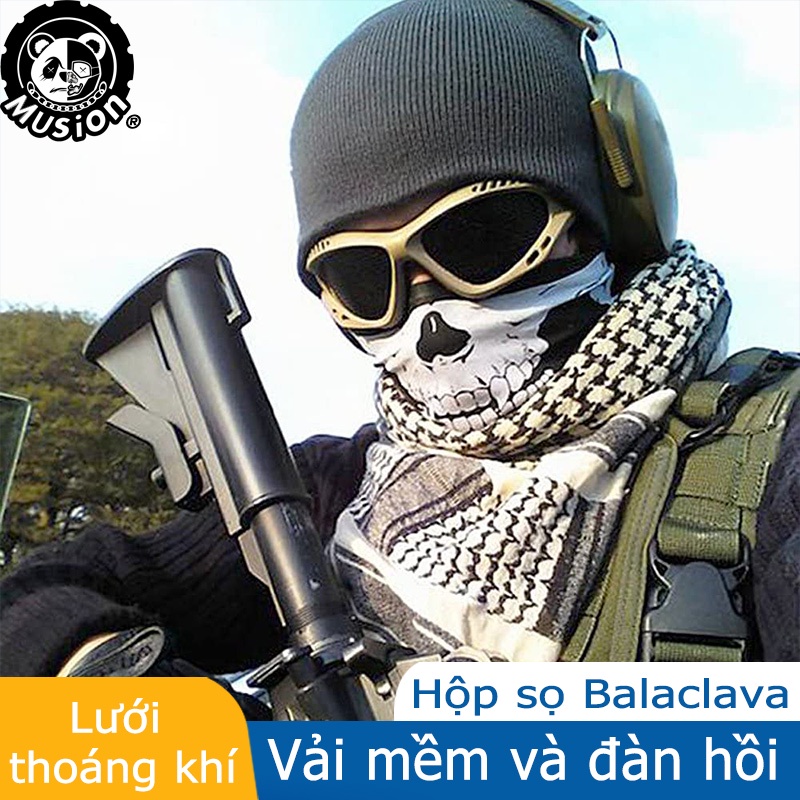Mũ trùm đầu toàn bộ phối lưới màu trơn/ in họa tiết đầu lâu cá tính nhiều màu sắc tùy chọn dành cho hóa trang