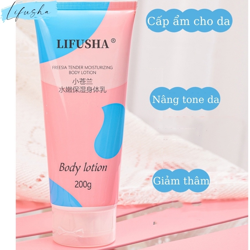 Sữa dưỡng thể trắng da LIFUSHA ☀️𝐅𝐑𝐄𝐄𝐒𝐇𝐈𝐏☀️ 200gr,dưỡng ẩm,kem body trắng da,phù hợp với mọi loại da