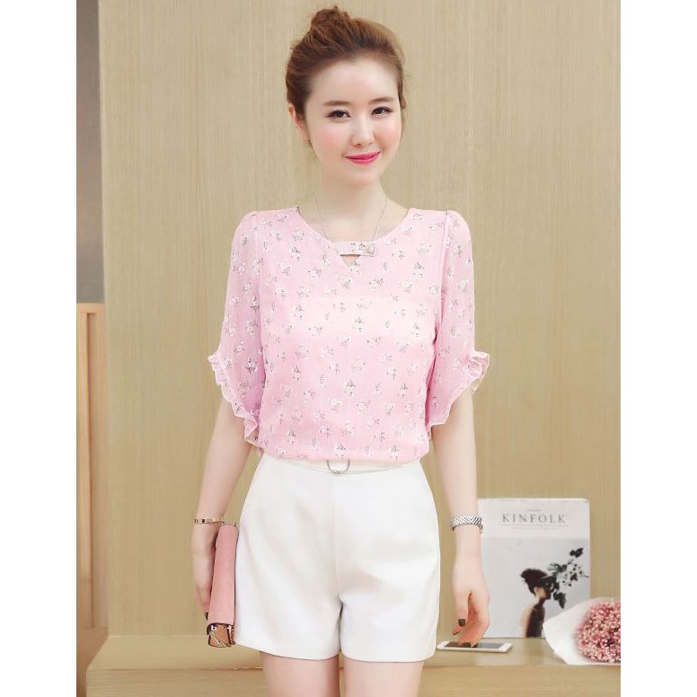 Áo kiểu tay loa hoa nhí dễ thương - MS0093A
