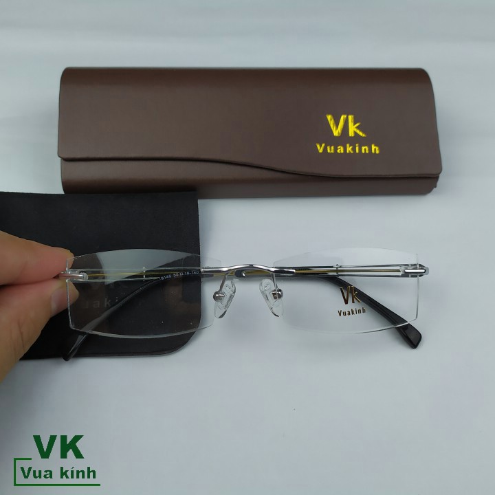 Gọng kính cận khoan không viền titan VK65