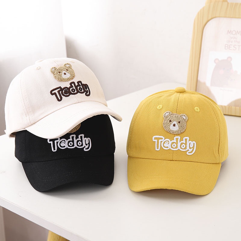Mũ Lưỡi Trai Hình Gấu Vải Cotton Mềm Cho Bé Gái 2-6 Tuổi