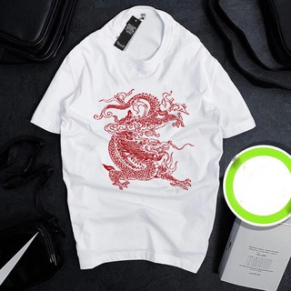 Áo thun Cotton Unisex - 12 Con Giáp - Tuổi Thìn - Hình xăm rồng màu đỏ