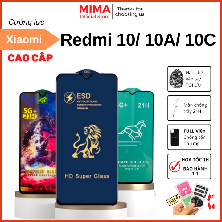 Kính cường lực Xiaomi Redmi 10/10A/10C chống xước màn hình hạn chế bám vân tay tặng kèm bộ dán