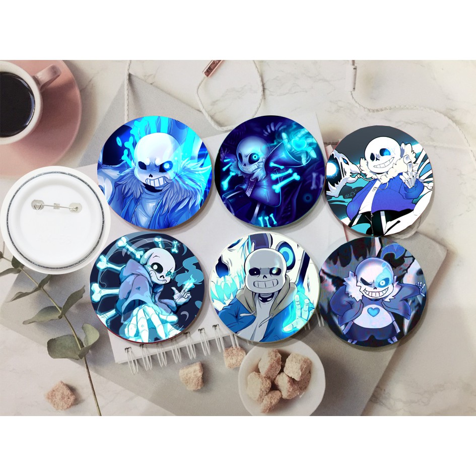 Bộ huy hiệu sans Undertale 5.8cm 6  huy hiệu