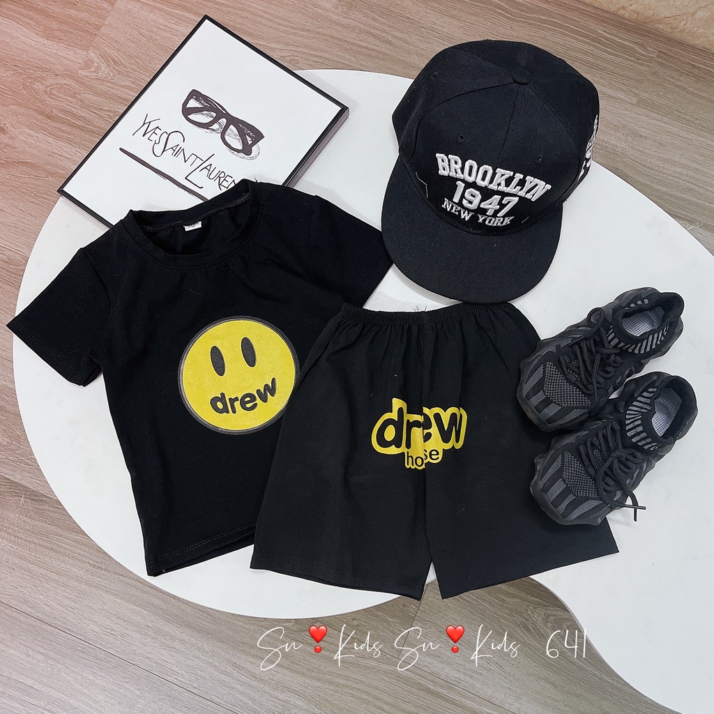 Bộ cộc tay bé trai, bộ quần áo chất cotton Drew cho bé