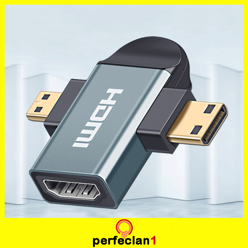 [PERFECLAN1]3in 1 HDMI Female to Mini HDMI Male + Micro HDMI Male Adapter