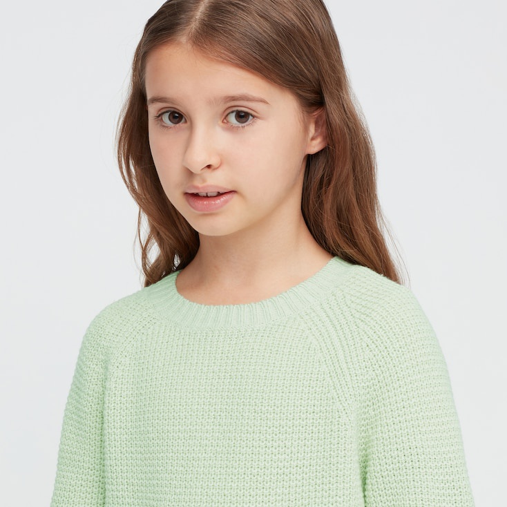 (UNIQLO Nhật chính hãng) KID- Áo len cổ tròn dài tay Middle Gauge Sweater