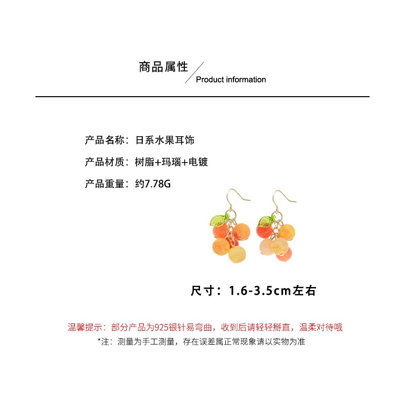 [Hàng Mới Về] Bông Tai Hình Trái Cây Màu Cam Phong Cách Ý Thời Trang Mùa Hè Sáng Tạo