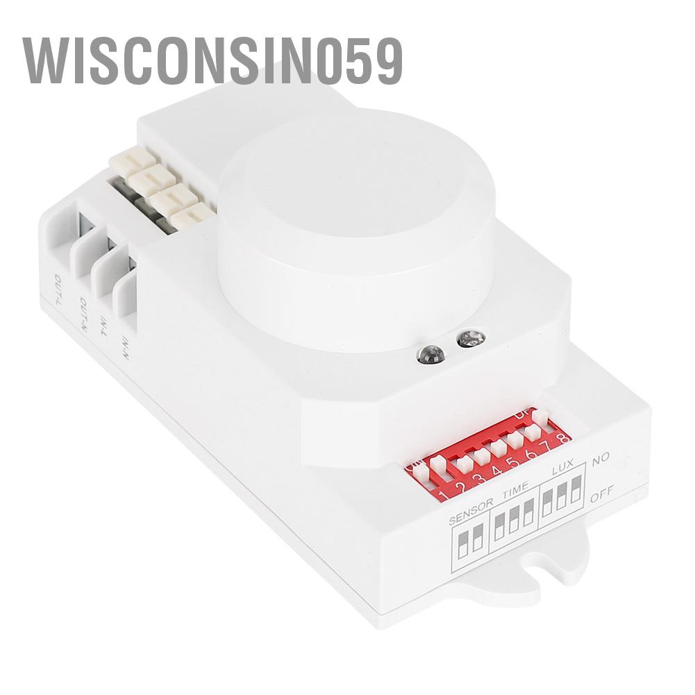 Bộ cảm biến radar vi sóng 5.8GHz thông minh có thể điều chỉnh ánh sáng Dip-Switch Máy dò chuyển động cơ trong nhà【wisconsin059】