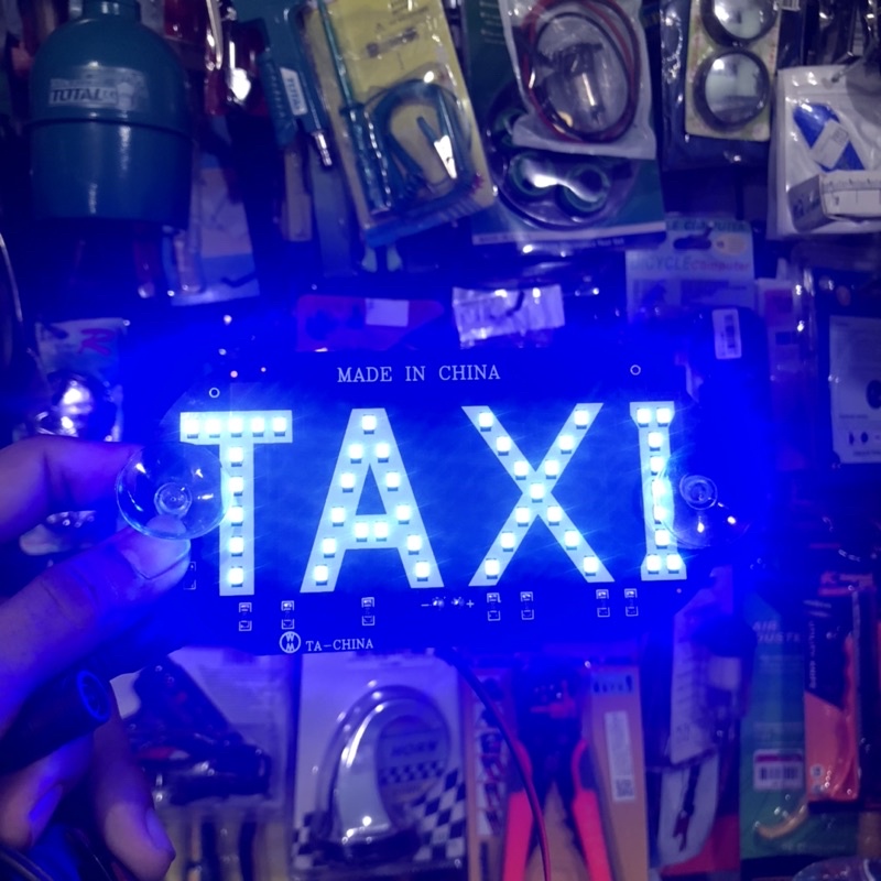 ✅Đèn trang trí trí gắn trên kính xe ô tô chữ TAXI, 12v