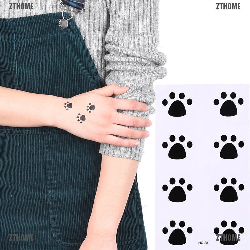 1 tờ sticker hình xăm dán cơ thể hình dấu chân mèo quyến rũ