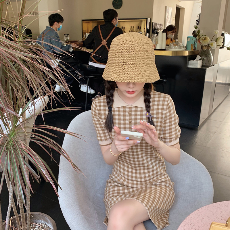 Đầm Nữ Tay Ngắn Họa Tiết Caro Thời Trang Quyến Rũ | BigBuy360 - bigbuy360.vn