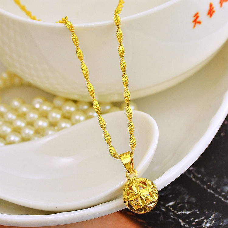 Mặt Dây Chuyền Mạ Vàng Hình Quả Cầu Rỗng Độc Đáo