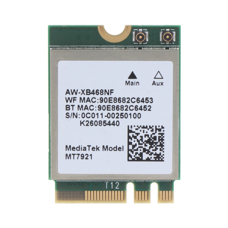 Thẻ WiFi 6 Ngăn MT7921K NGFF Cho M.2 2.4 / 5G 802.11ac BT 5.2 Ada