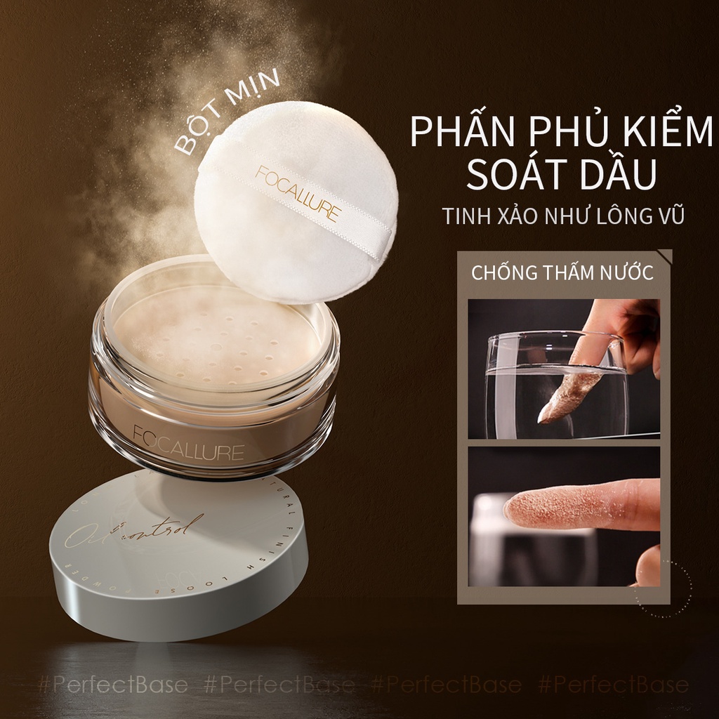 Phấn phủ trang điểm FOCALLURE dạng bột kiềm dầu mềm mại tự nhiên 12g