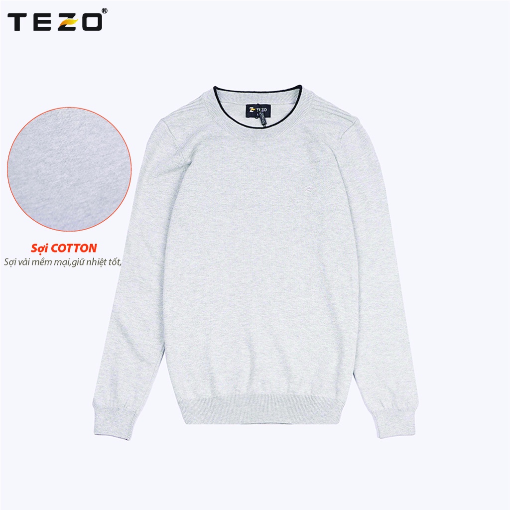 Áo len trơn nam TEZO, áo len cổ tròn phối màu bo chun tay chất len mềm mịn 4 màu mã 2110ALOT01