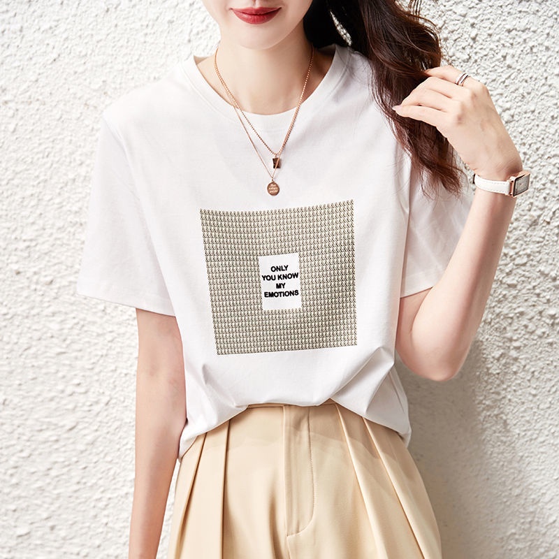 Áo Thun Ngắn Tay Thời Trang Mùa Hè Năng Động 185245 Áo Thun Cổ Tròn Form Rộng In Họa Tiết Phong Cách Retro