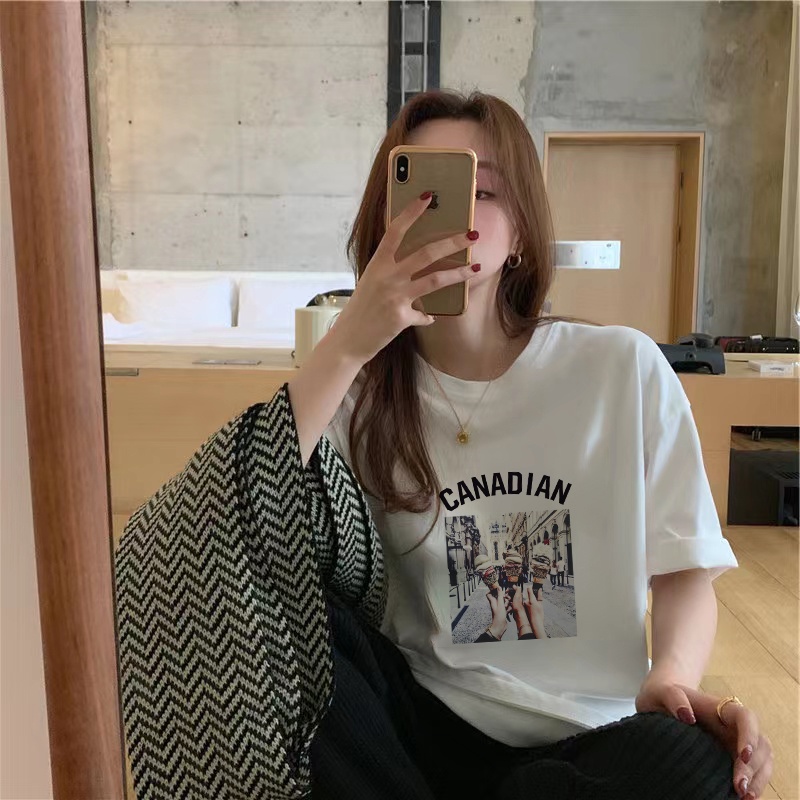 NRVP Áo Thun Cotton Tay Ngắn Cổ Tròn Màu Trơn Thời Trang Dành Cho Nữ