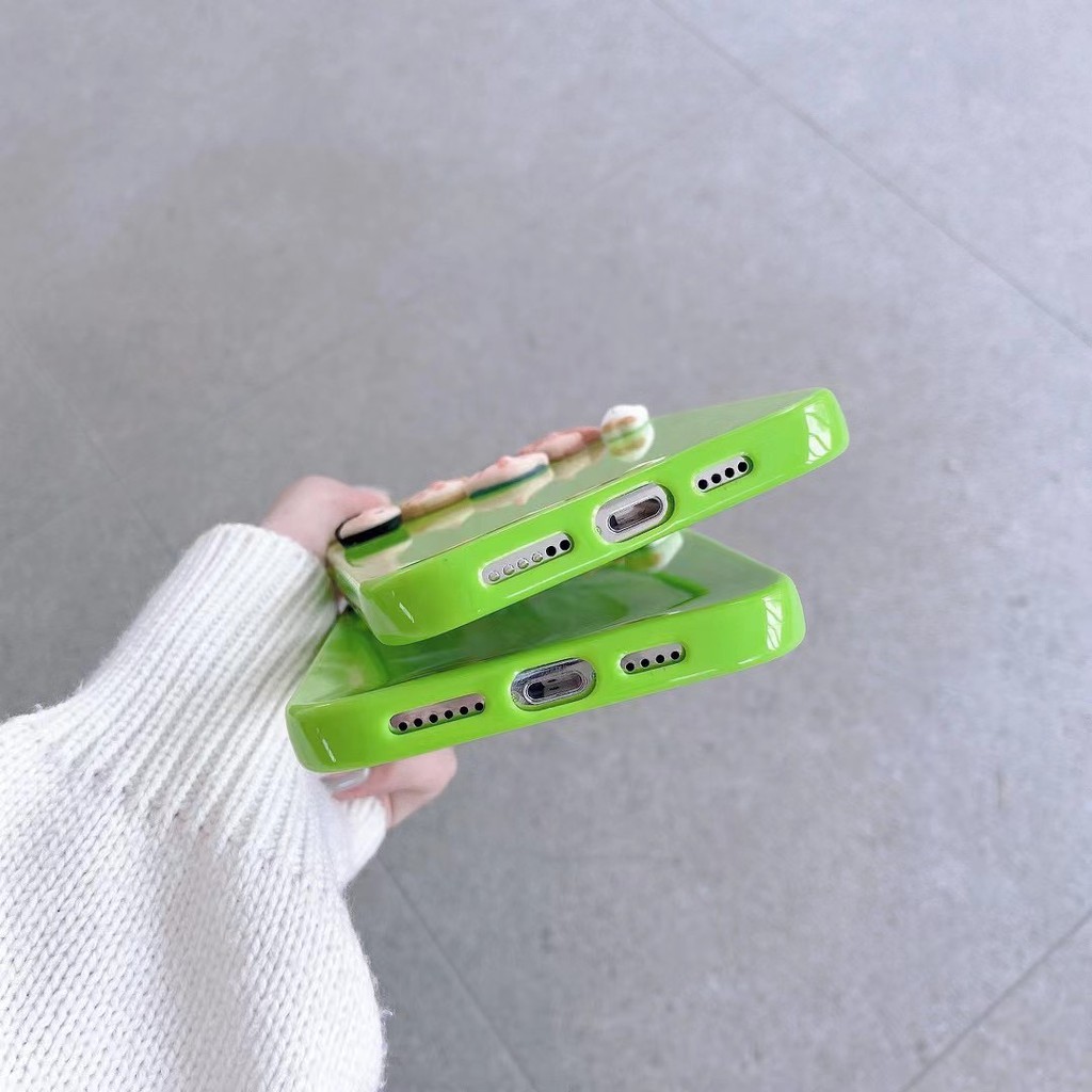 Ốp Điện Thoại tpu Màu Xanh Lá Cây Dễ Thương Cho Iphone 12 11 pro MAX XS MAX XR X 7 8 PLUS