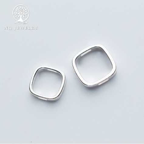 Charm bạc viền vuông để lồng hạt vào giữa - NQ Jewelry