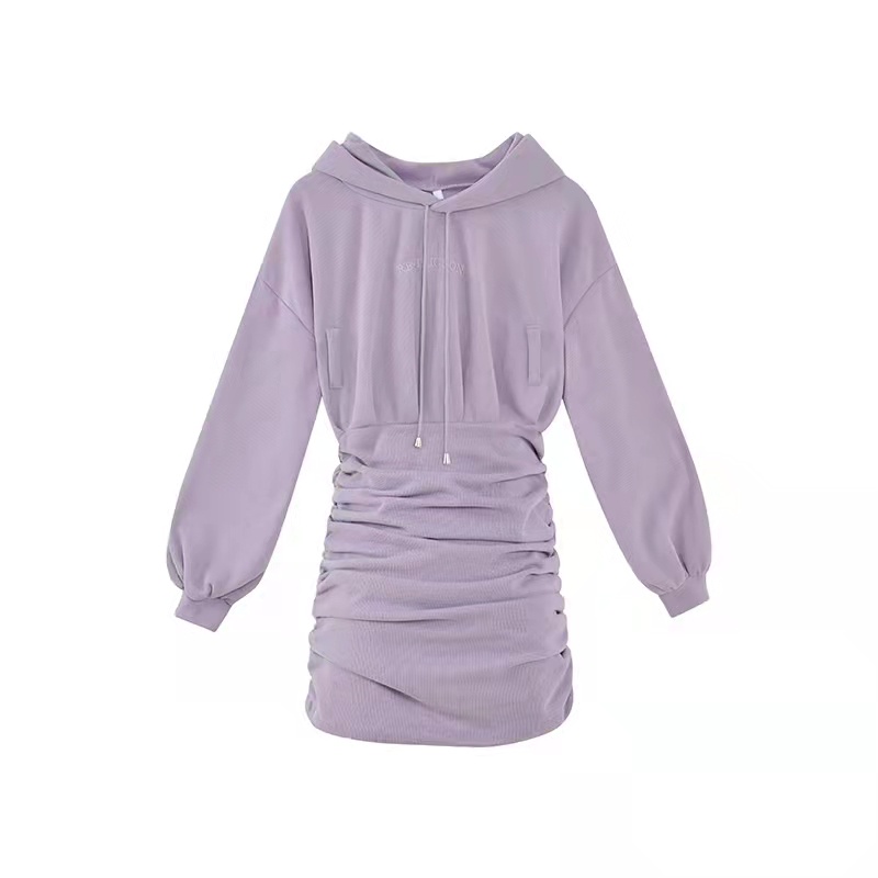 Đầm Hoodie Nhún Bèo Phong Cách Hàn Quốc Cho Nữ