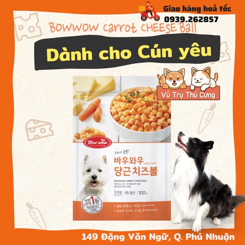 Bánh thưởng phô mai viên cà rốt Bow wow cho Chó, Snack ăn vặt cho thú cưng Hàn Quốc