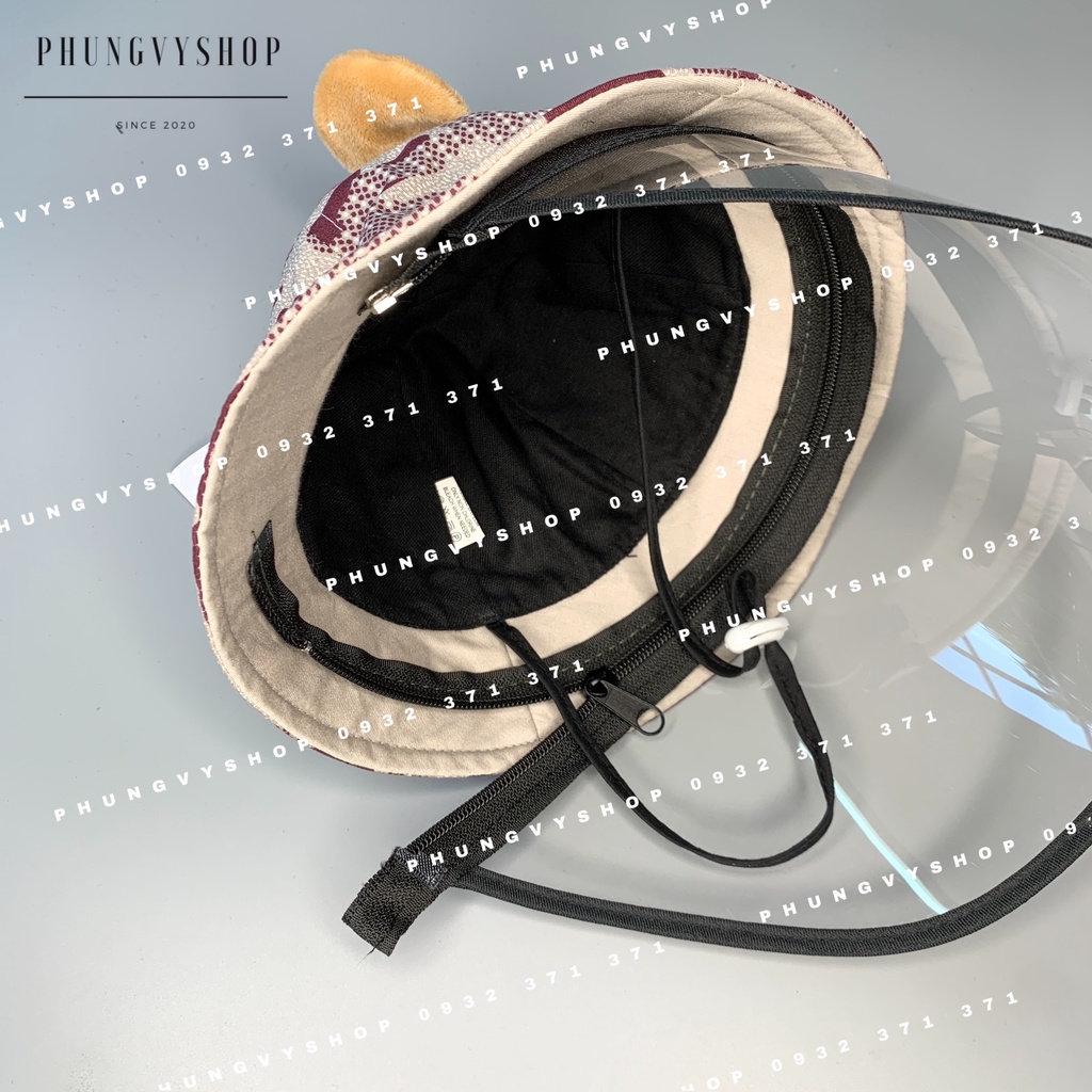 (Bé dưới 18 tháng/ Vòng đầu 48cm) Mũ CHỐNG GIỌT BẮN cho bé trai bé gái - BẠN GẤU ĐI LÍNH- Nón cản bụi