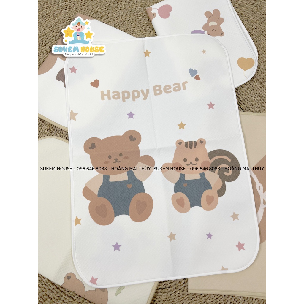 Tấm lót chống thấm 4D - Tấm lota thay bỉm cao cấp MANNY nhiều họa tiết kích thước 50x70cm