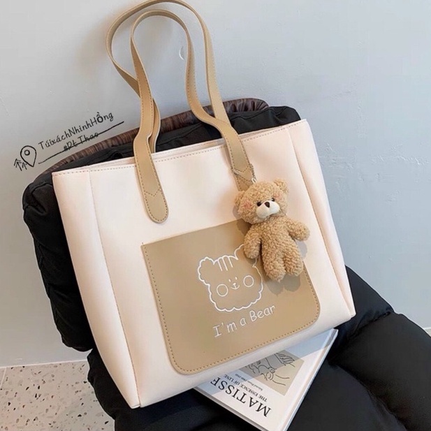 M126- Túi xách nữ công sở da tặng kèm móc gấu size 40cm 3 ngăn 3 màu xinh xin cho nàng-túi tote
