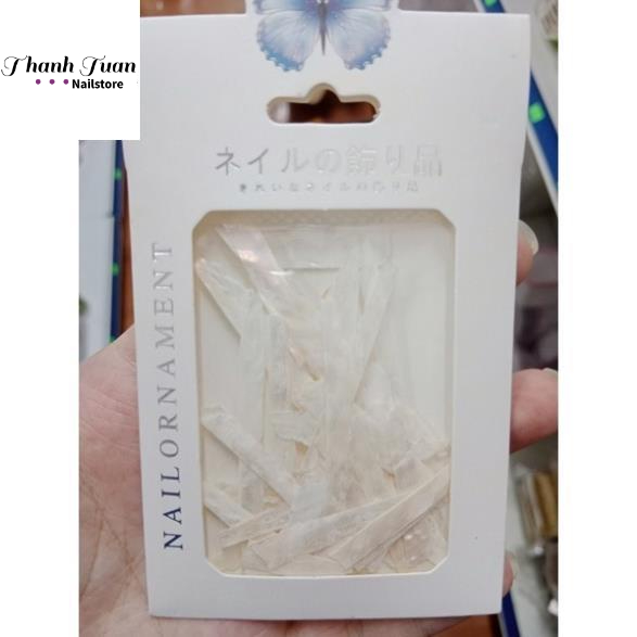 Túi xà cừ trắng dài -  ngắn đính móng  - Phụ kiện đồ nail