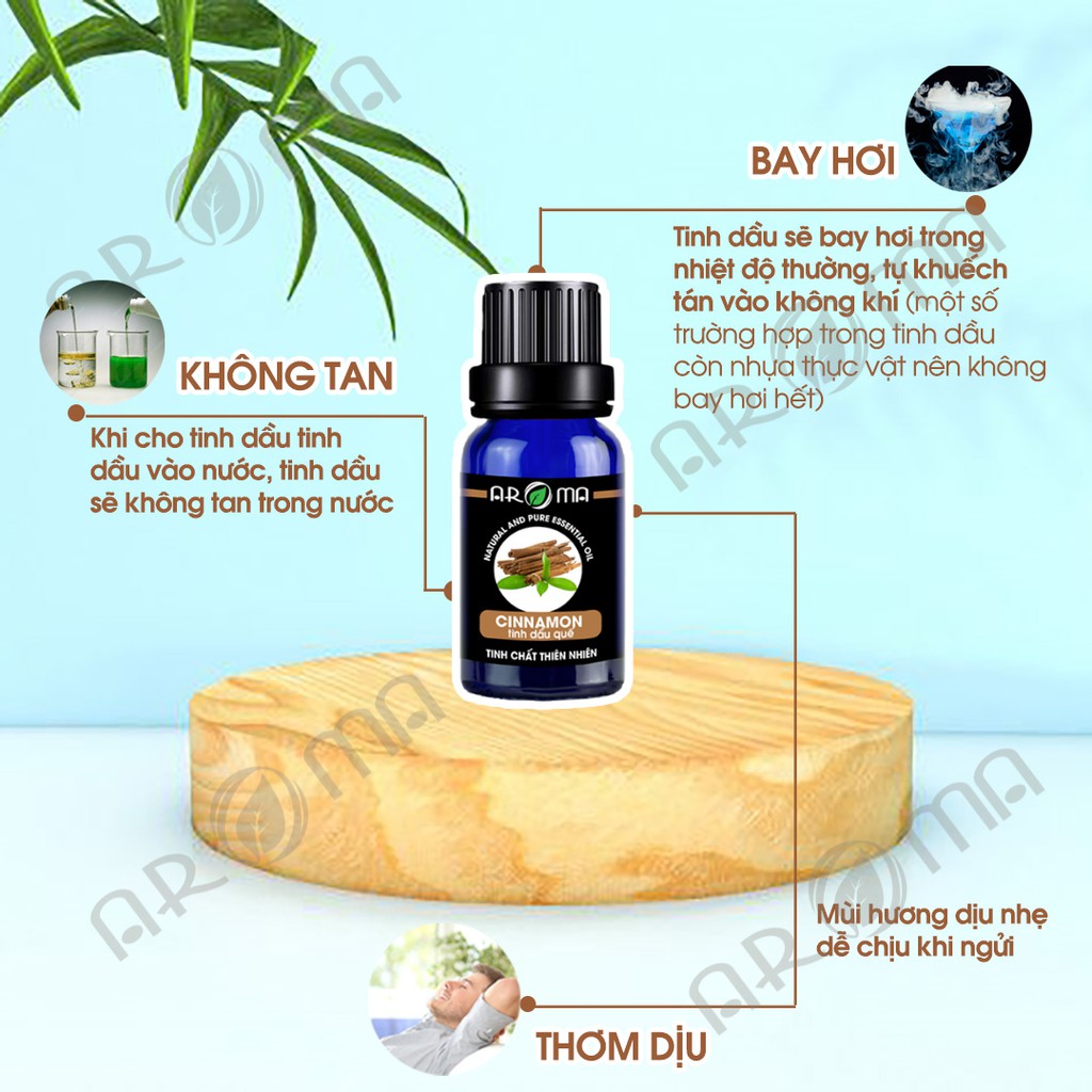 Tinh dầu Quế AROMA Cinnamon, tinh dầu thơm phòng khử mùi dưỡng da ngăn mụn, nguyên chất thiên nhiên