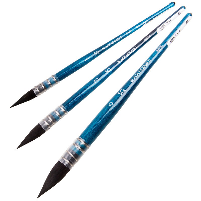 Cọ mop Holbein SQ Black Resable lông sóc, cọ vẽ màu nước cao cấp ngậm nước tốt có sẵn size 1/3/6