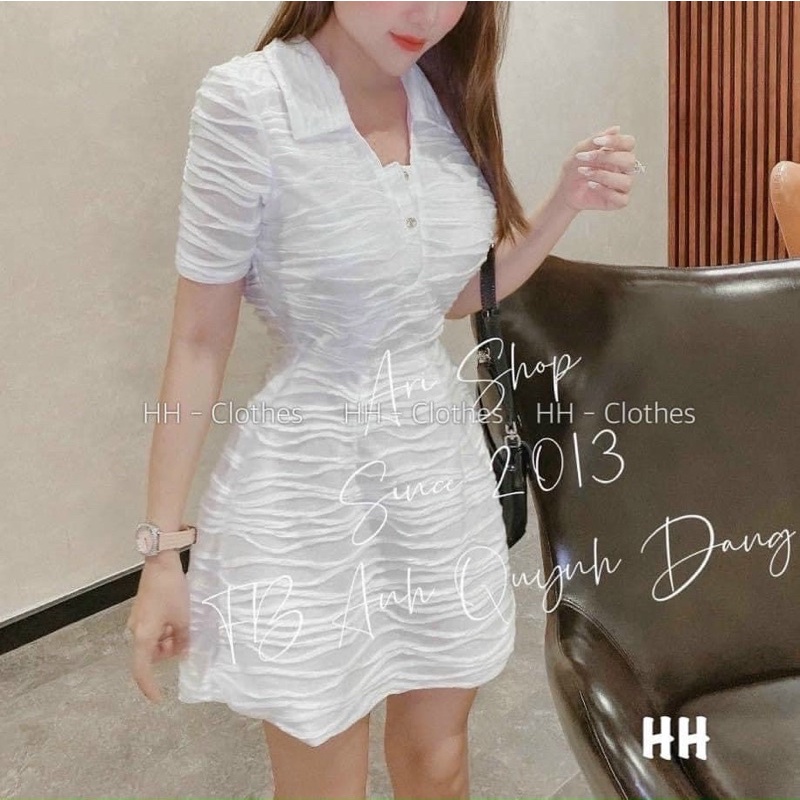 ĐẦM BODY CỔ POLO TAY NGẮN XOÈ NHẸ HAI MÀU