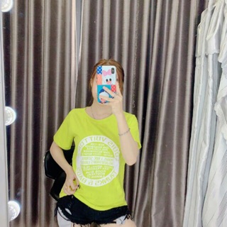 Áo thun giấy màu xanh lá hoặc dạ quang - Kèm video cận chất vải