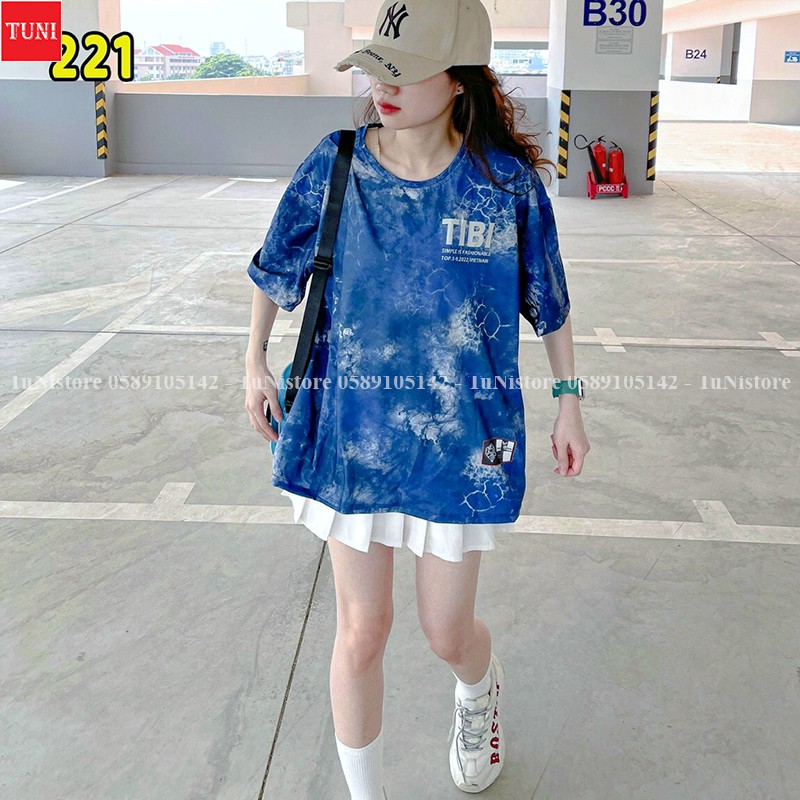 Áo thun tay lỡ phông rộng màu loang unisex nam nữ vải cotton form oversize ATL4