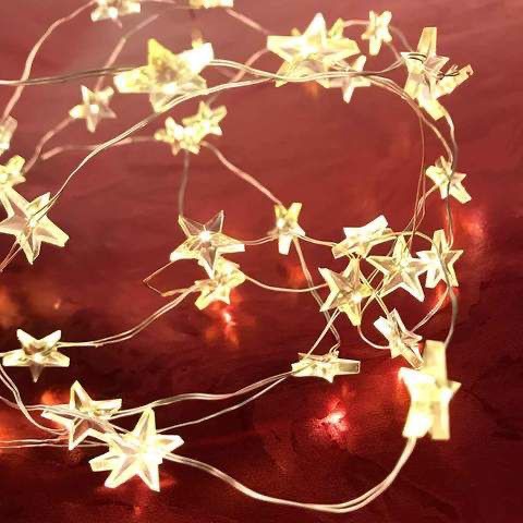 LED Fairy Lights - Đèn Đom Đóm Bóng hình Ngôi Sao 3m 30 bóng Chạy Pin AA