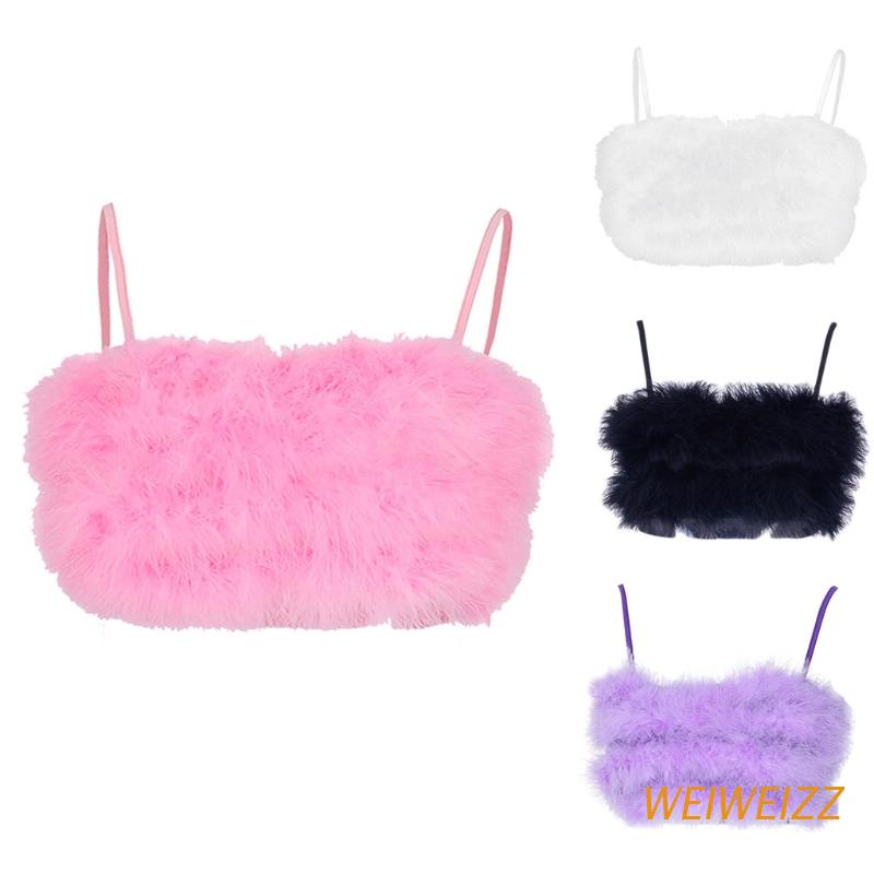 Áo croptop hai dây màu trơn đính lông vũ quyến rũ cho nữ
 | BigBuy360 - bigbuy360.vn