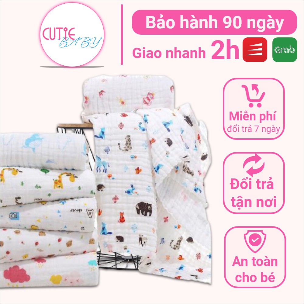 Chăn cho bé mùa hè thu - Mền xô 6 lớp không viền cho bé sơ sinh - Chăn 100% cotton 4 mùa cho bé trai, bé gái, trẻ