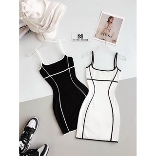 Đầm body 2 dây chạy viền