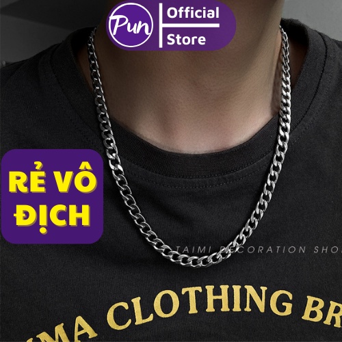 Vòng Cổ Nam Chuỗi Trơn bản nhỏ Cuban Basic Thời Trang Punstore Phong Cách Ngầu Hiphop Chất Liệu Titan Đẹp Không Gỉ