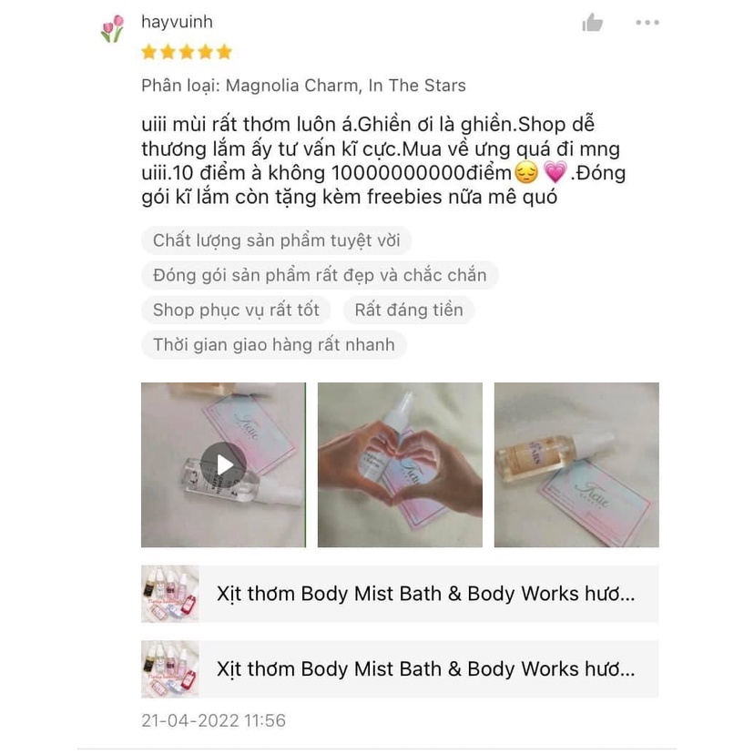 Xịt thơm Body Mist Butterfly - Bath &amp; Body Works [Bill Mỹ]