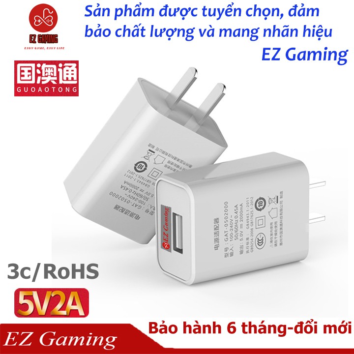 Củ sạc nhanh 2A 1 cổng - EZ Gaming Thiết kế đẹp tương thích IOS, Android,...