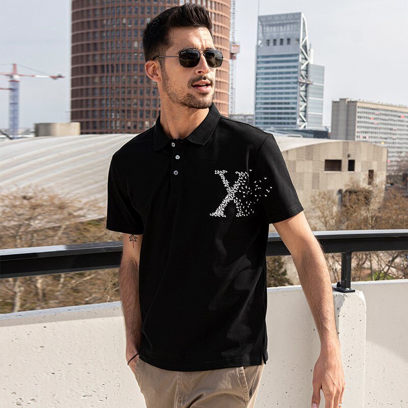 Áo Polo Nam Có Cổ H2T tay ngắn kiểu Dáng Regular Fit ôm nhẹ, chất liệu cotton họa tiết chữ X 1552