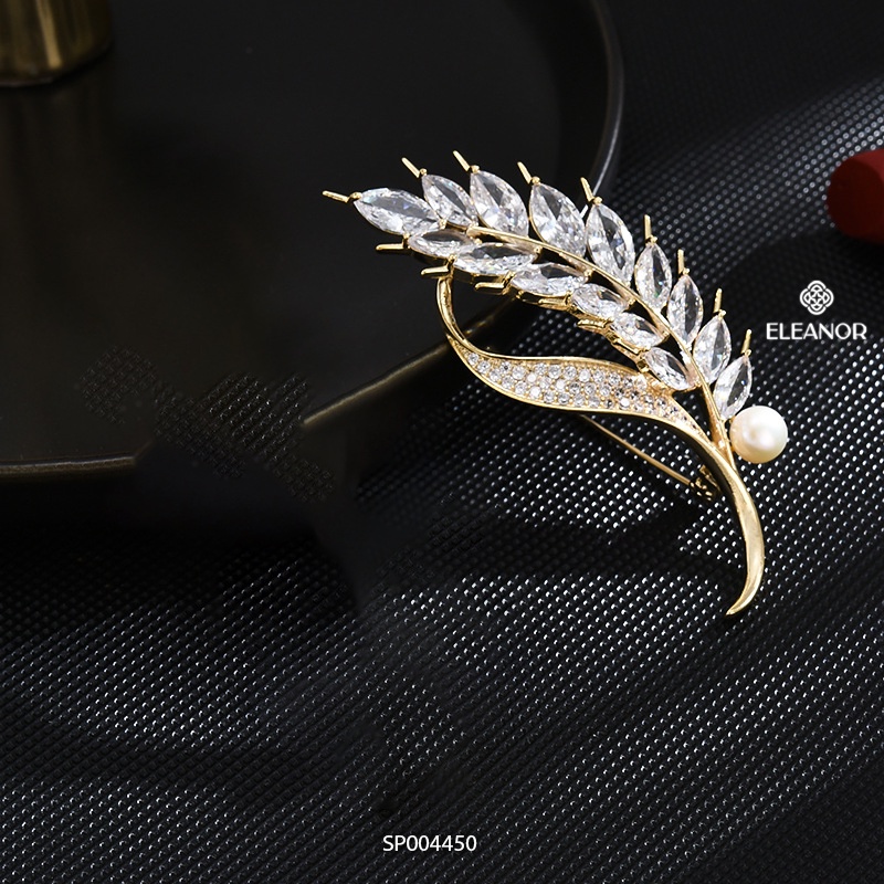 Ghim cài áo nam nữ Eleanor Accessories hình lúa mạch đính đá ngọc trai nhân tạo phụ kiện trang sức 4450