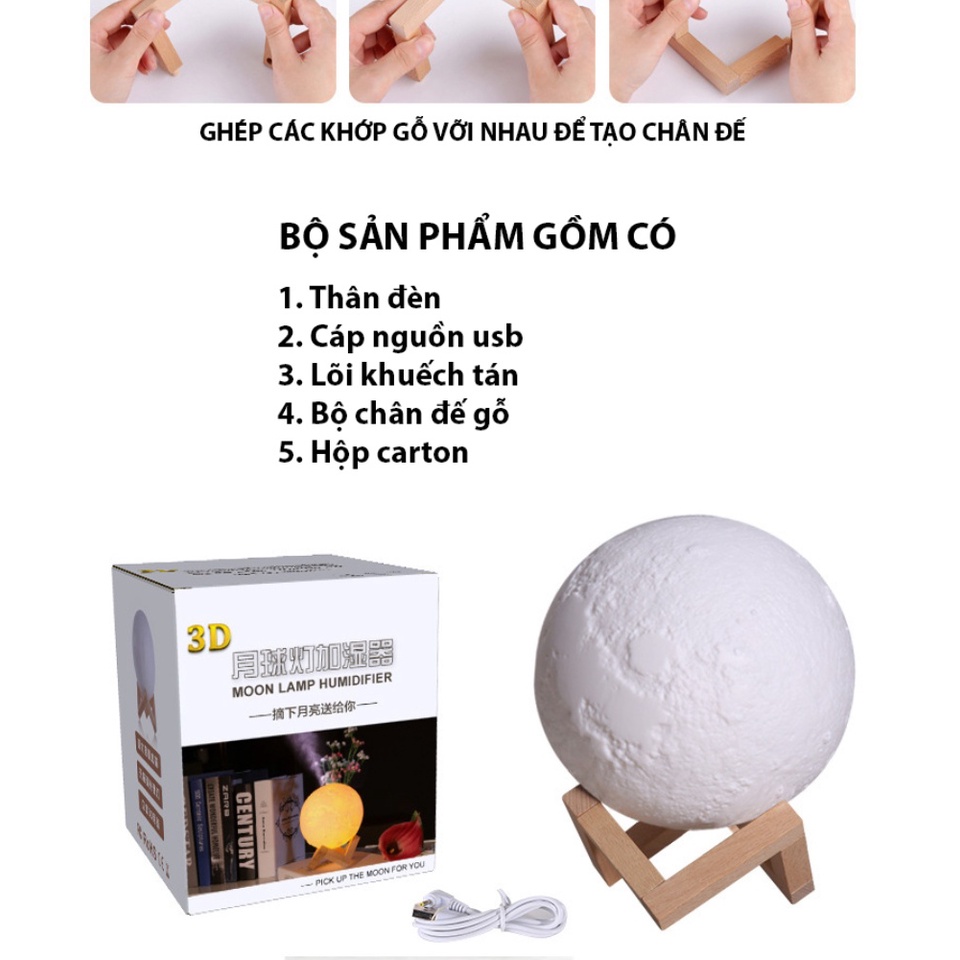 Máy Xông Tinh Dầu Phun Sương Mặt Trăng Tỏa Hương Thơm Khử Mùi Tạo Ẩm Chống Khô Da - Một Mí Store