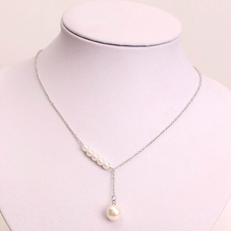 Dây chuyền nữ mặt chữ Y đính ngọc thời trang kèm 5 hạt nhỏ C014